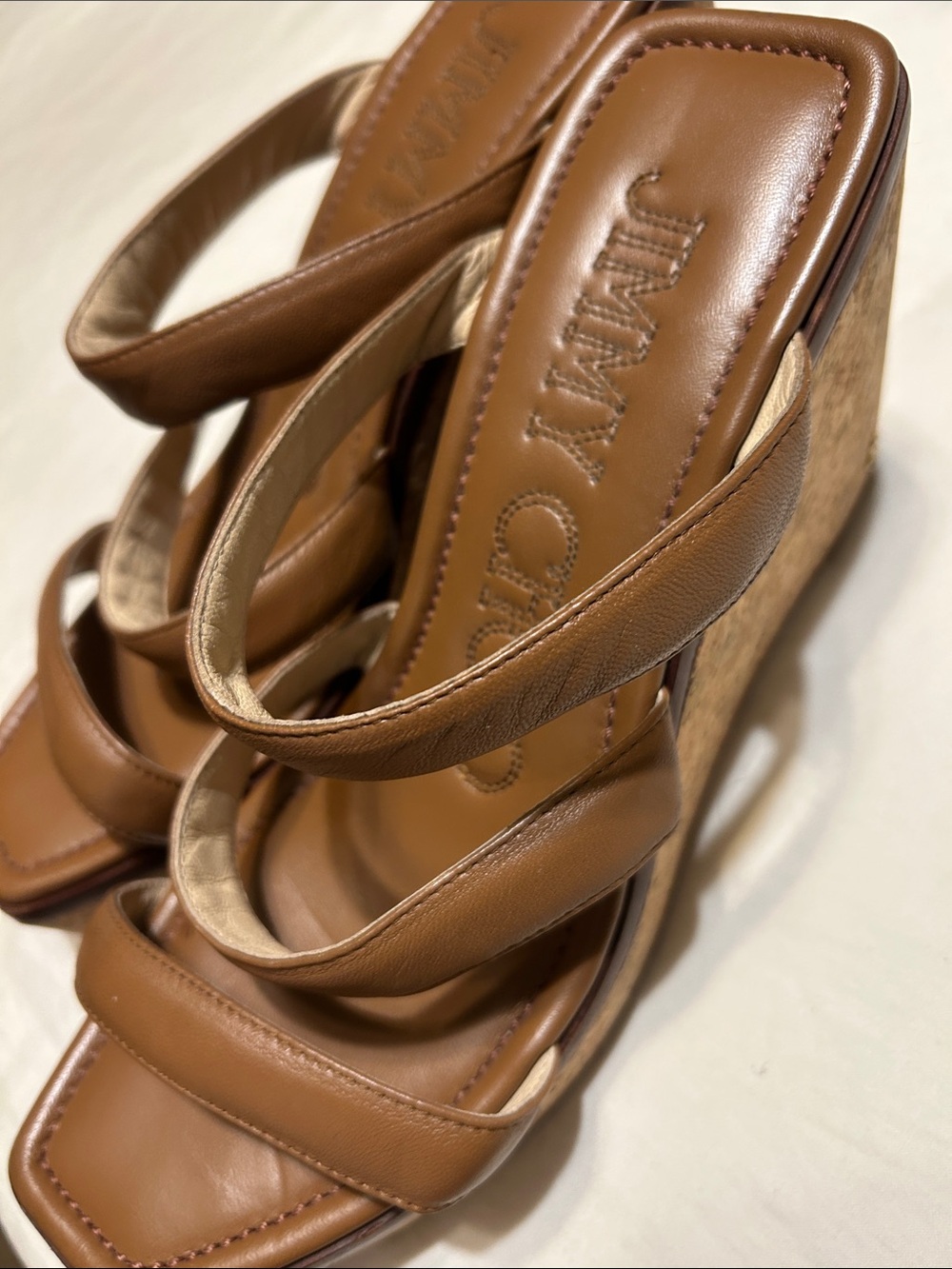 Jimmy Choo Tan Brown Leather Strappy Heeled Sandals - Picture 10 of 14